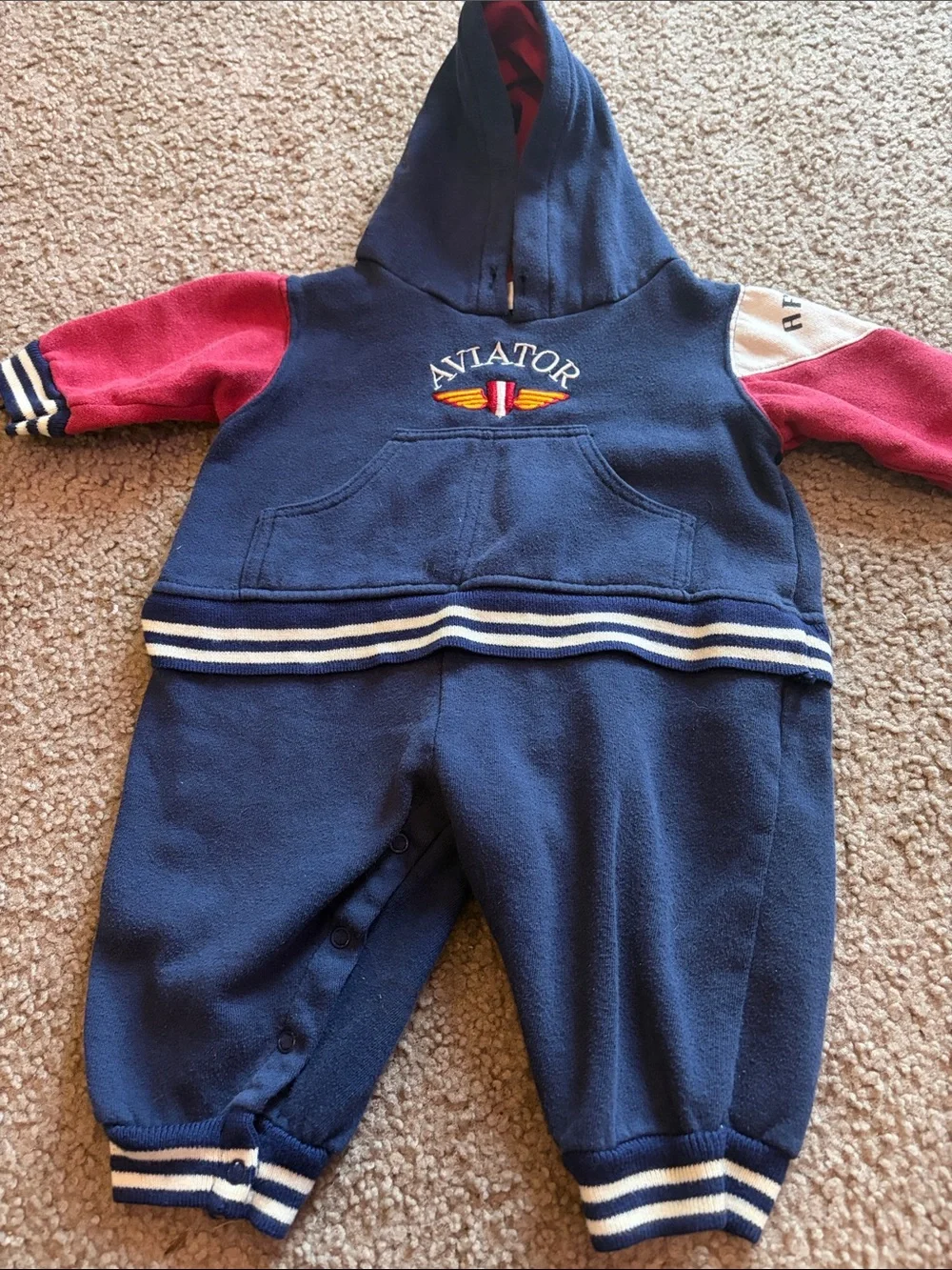 B15 Lot of 3 12-18 month Vintage/y2k Baby Rompers (LS, 2 w/ hoods), PLAY